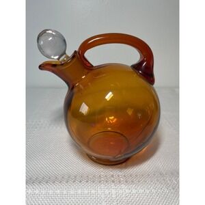 Vintage Amber‎ Glass Decanter with Ball Stopper